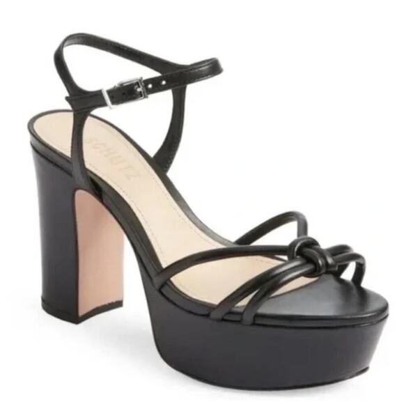 NEW in Box Schutz Kelsie Platform Strappy Heels Women's Black Size 8.5 B - Picture 1 of 8